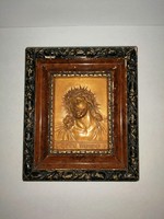 Réz falikép Jézus ábrázolással l 15,5*18 cm (n)