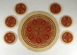 1E319 Retro felted coaster set 6+1 pieces