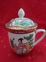 Japanese porcelain tea cup with lid, height 12.5 cm. He has!