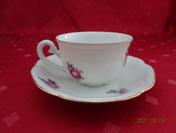 Czechoslovak porcelain, rose patterned coffee cup + placemat. He has!