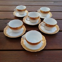 Csehszlovák teás, kávés porcelán csésze 6 személyes