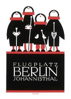 Német repülőtér plakát reprint nyomat Klinger 1908 Berlin vicces figurák fekete talár kesztyű gallér