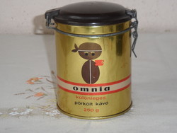 Retro régi OMNIA fém csatos kávés doboz