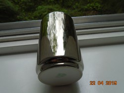 Mid century gerold florist design modern cylinder vase with thick shiny silver cover