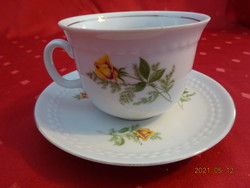 KAHLA GDR német porcelán, sárga rózsás teáscsésze + alátét. Vanneki!