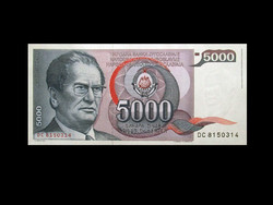 UNC - 5000 DINÁR - JUGOSZLÁVIA - 1985 (Egyik utolsó Titós bankjegy)