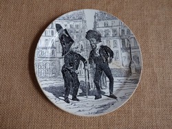 Creil&Montereau XIX. századi fajansz tányér (assiette parlante) - repedt