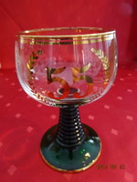 Glass cup, 55th Birthday, green base, height 14 cm. He has!