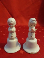 German porcelain bell, two pieces, sacred figurine in the grip. Its height is 8.5 cm. He has!