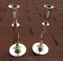 Old silver-plated large candlesticks pair