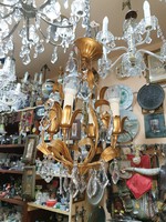 Gilded crystal hanging chandelier
