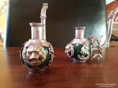 Tibeti ezüstveretes antik ópium pipa jade golyóval