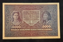 Lengyelország, 5000 Marek 1920, Vf. Hatalmas bankjegy.
