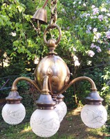Artdeco bronz csillár, négy karú