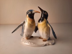 Ritka ENS porcelán pingvin pár szobor