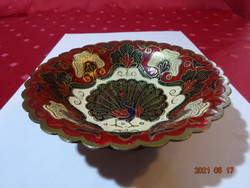 Fire enamel centerpiece with peacock pattern, top diameter 13 cm. He has!
