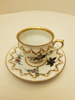 Antique baroque style porcelain cup with saucer. Collectible piece. Gift