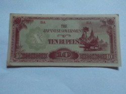 Extra szép 10 Rúpia 1942 Japánl  !!  Hajtatlan !