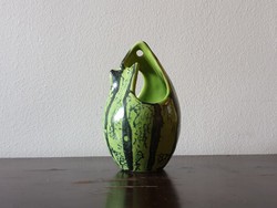 Luria Vilma iparművész kerámia váza zöld dinnye madárka retro dekor