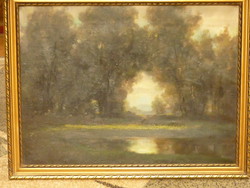 László Kézdi-kovács painting on oil canvas for sale: forest with swamp