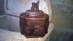 Antik Kínai ón füstölőtartó doboz-ládika-tégely