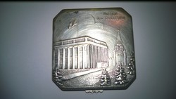 Antik orosz ezüstözött szelence-dobozka,puderes kompakt