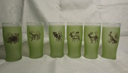 Vadász mintás, állat mintás üveg poharak - 6 db pohár
