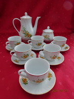 Bulgarian porcelain, six-person, yellow floral, 14-piece coffee set. He has!