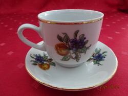 Bulgarian porcelain, blue floral coffee cup + placemat. He has!