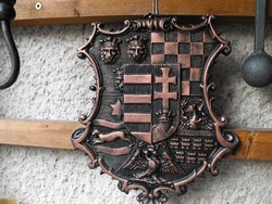 Fém öntvény 30cm Hőálló Fagy álló Kapu kerítés kemence dísz  Magyar címer trianon