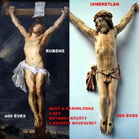 56. Antik, "Rubens? (? csak feltevés, csak lehetőség!)" 400 éves CSONT Jézus Krisztus (17cm) kereszt