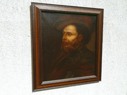 Egy öregember portréja szakállal  vörös kalapban (XVIII.sz) olajfestmény