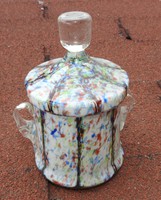 Antik muránói cseh fedeles üveg bonbonier - szájjal fújt