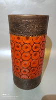 Vintage bitossi aldo londi marked ceramic vase brown - orange color