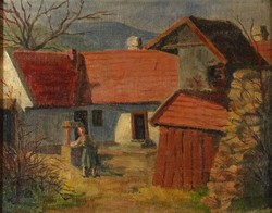 1E635 Magyar festő XX. század : Hegyvidéki tanyaudvar