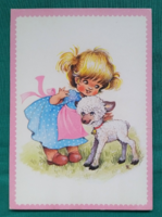 Húsvéti képeslap,Füzesi Zsuzsa grafikája,használt képeslap,1984