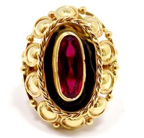 Red stone gold ring (zal-au73619)