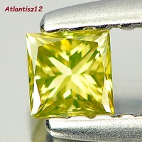 Amazing! Real, 100% term lemon yellow princess square Belgian diamond 0.17ct! (Vvs)!!