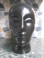 ADL üvegfej szobor parókatartó kalaptartó fekete 24*20*14 cm