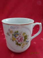 Czechoslovak porcelain mug with spring flowers, height 8.5 cm. He has!