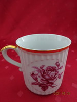 Csehszlovák porcelán bögre, rózsa mintával, magassága 8,5 cm.