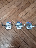 Three never-used stainless steel bathroom glass holders from the 1970s