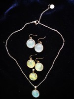 Annett Ackermann designer jewelry set (necklace, pendant + earrings double set)