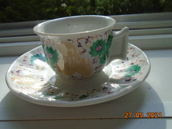1864 Tk thun hand-painted Biedermeier coffee cup with solid tongs and tea tray