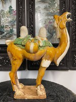 Kína kerámiai Silk Road (selyemút) 3 mázas (sancai) teve szobor, porcelán, ázsiai, keleti