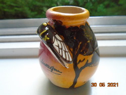 PROVENCE CICADA/LA CIGALE (=Kabóca) kézzel festett szignós majolika váza