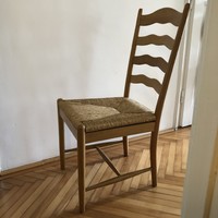 4 elegáns, magas támlájú, fonott ülőfelületű tölgyfa szék