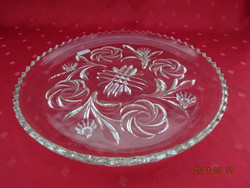 Glass cake plate with four legs and a diameter of 28.5 cm. He has!