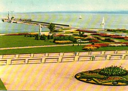 Ba-072 color panorama of the Balaton region in the middle of the 20th century. Keszthely with the pier
