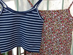 2 pcs pretty summer top-blouse-t-shirt with spaghetti straps s-m- for holidays, hot days